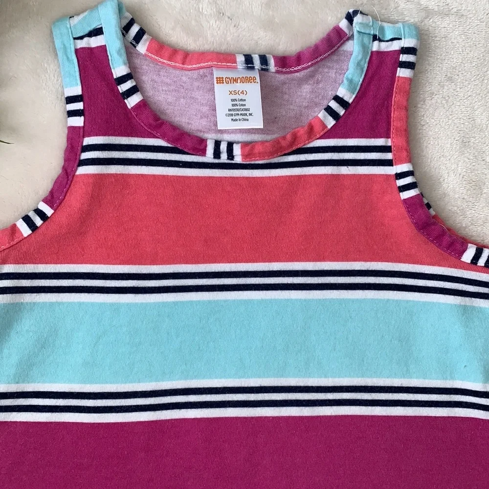 Gymboree Purple Pink Blue Striped Tank Top 4 EUC
